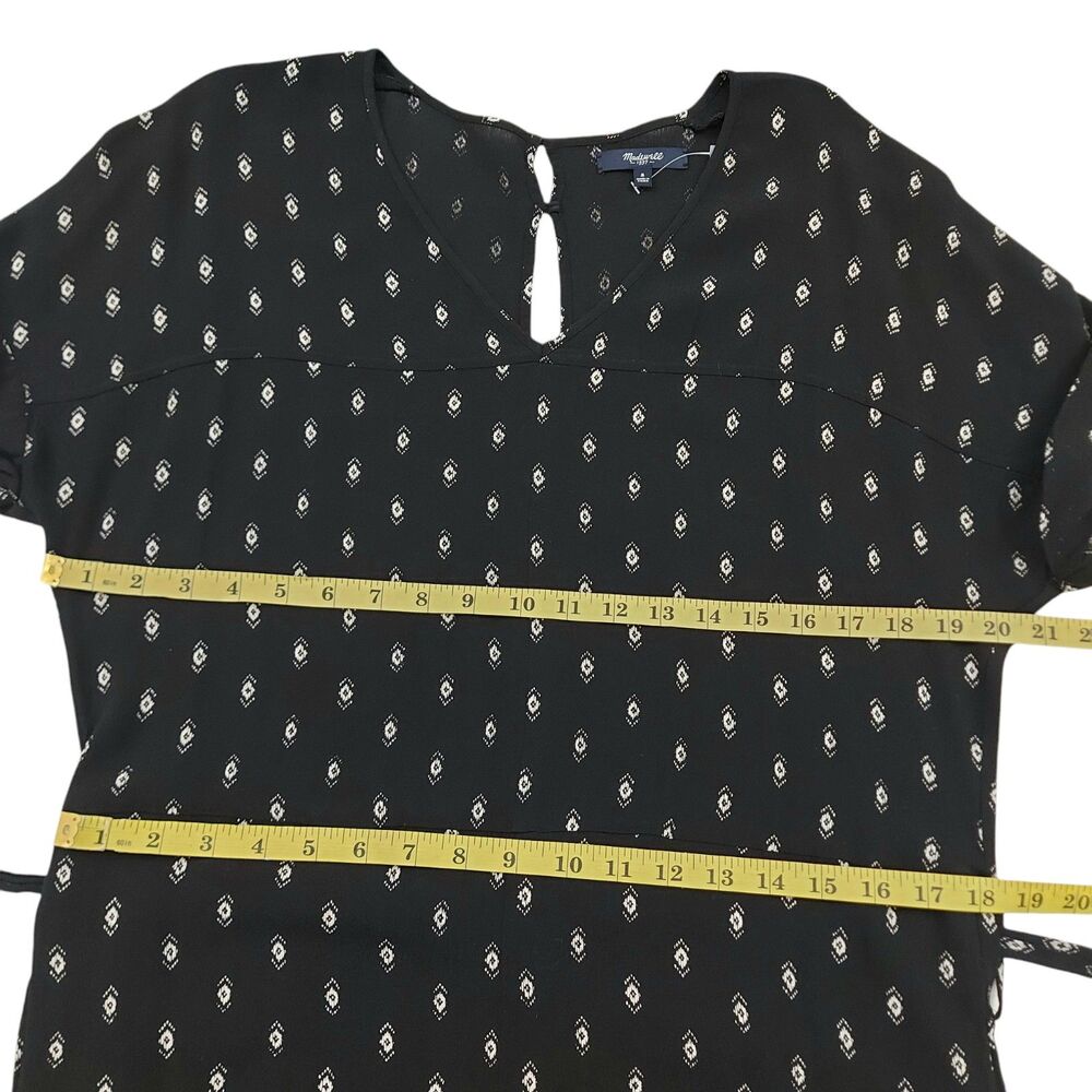 Madewell Romper Womens Small Black Diamond Print V-Neck Cap Sleeve Bohemian - Picture 11 of 13
